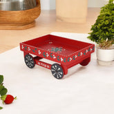 Wooden Handpainted Tea Thela Serving Table Trolley - Red